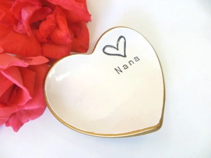 Mother's Day personalized gifts for grandmothers: Nana ring dish at Momology Pottery