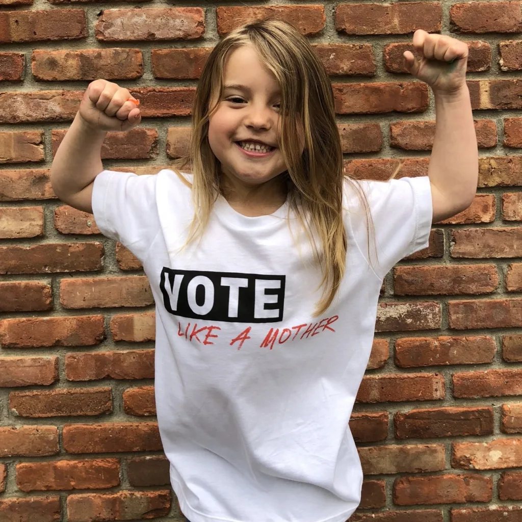 Vote Like a Mother tees for kids and adults - 100% of profits support mom-centered political non-profits