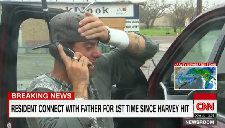 Journalists as heroes in Houston flooding: A wonderful father and son reunion thanks to a CNN crew