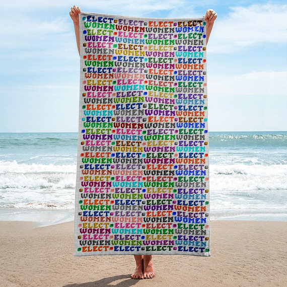 Cool feminist gifts: Elect Women towel with proceeds supporting Emily's List, by GinaGinaGinaGinaGina on Etsy