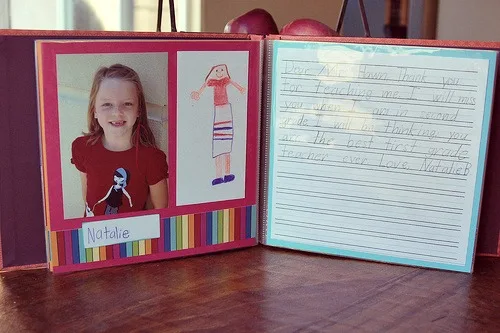 Teacher appreciation scrapbook from Bee in Our Bonnet and more DIY teacher gifts from the whole classroom