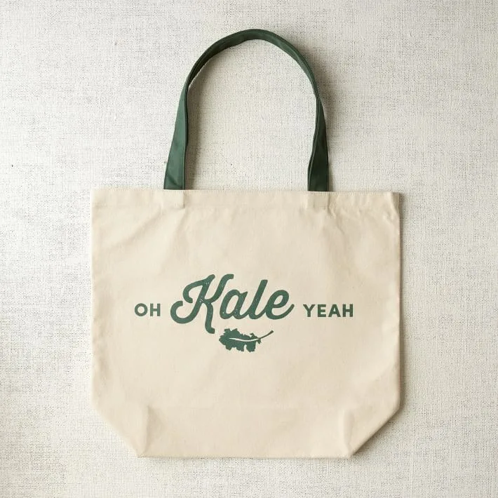 Oh Kale Yeah reusable grocery tote bag just cracks us up