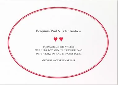 B Designs' gorgeous letterpress birth announcements for twins just look expensive