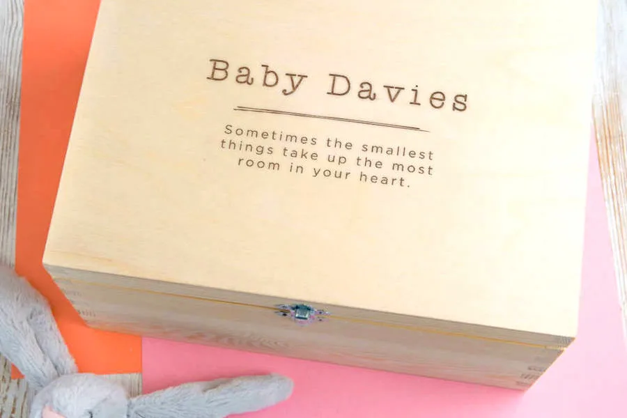 Thoughtful gifts after a miscarriage: A custom memory box by Dust and Things