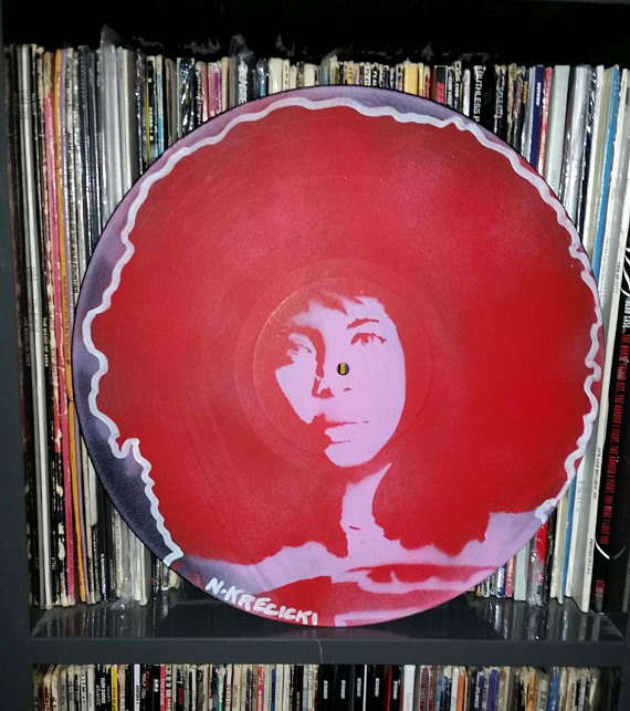 Cool feminist gifts: Erykah Badu Spray Paint Art (and other icons) on Vinyl by Rainbow Alternative
