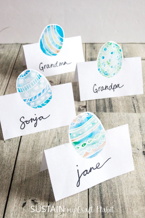 Free Easter printables: Painted name card printables by Sustain My Craft Habit