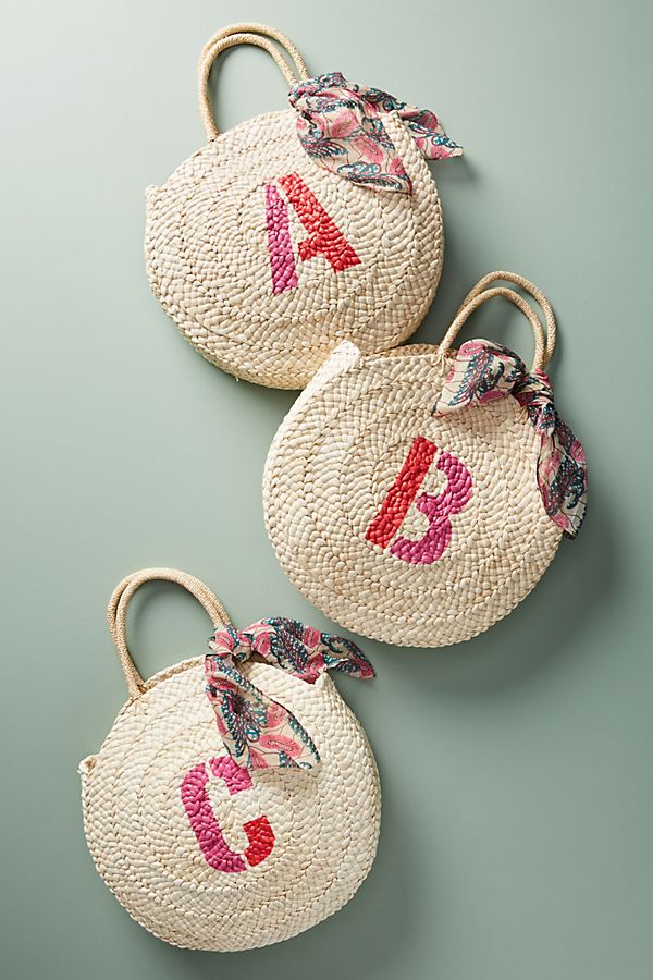 Personalized Mother's Day gifts: Monogramed Straw Tote | Anthropologie