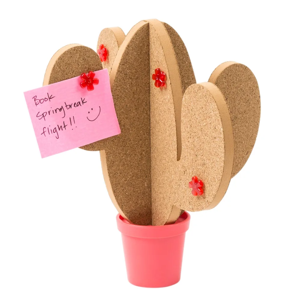 Mini desktop cactus corkboard: Fun school supplies and accessories under $10