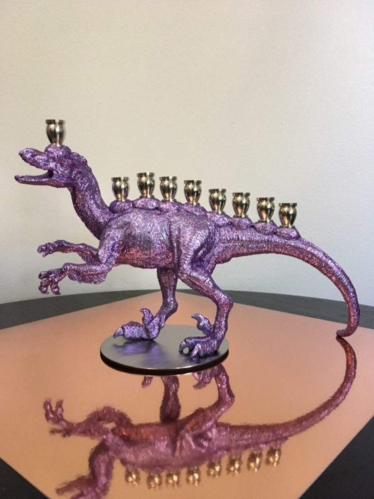 Cool Hanukkah gifts for kids: Menociraptor Menorah from the Vanilla Studio