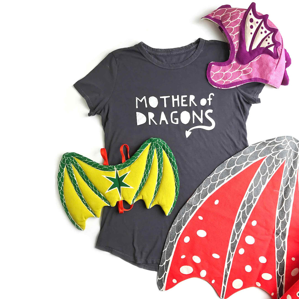 Kids' Game of Thrones costume ideas: Mother of Dragons tee and handmade dragon accessories from Lovelane