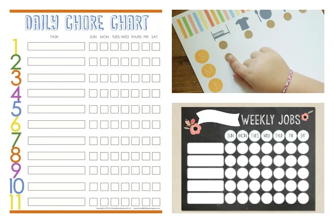 Printable chore charts for preschoolers and older kids