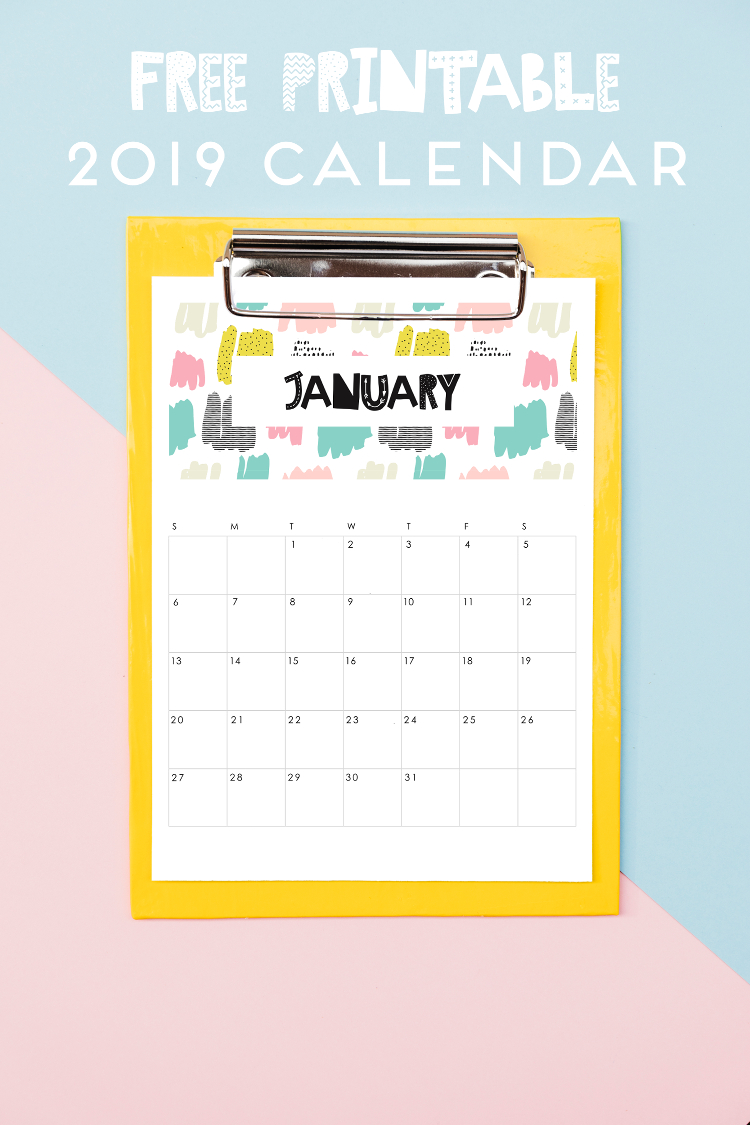 Free 2019 printable calendars: Abstract 2019 printable calendar | Gathering Beauty