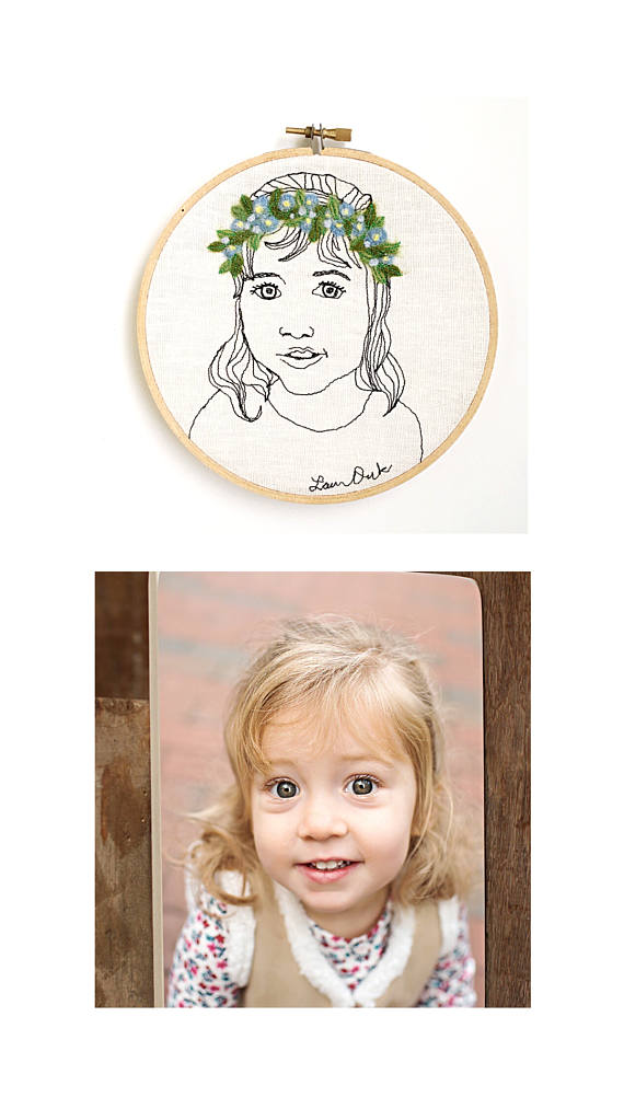 Personalized Mother's Day gifts: Personalized Embroidery Hoop Portrait | Trendy Puku