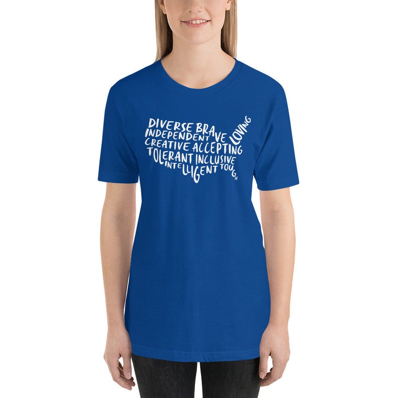 Progressive 4th of July tees: America Is 4th of July tee | Brave New World Etsy shop