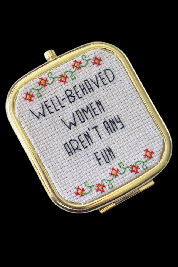 Subversive cross stitch compact DIY needlework kit: Well-behaved women 