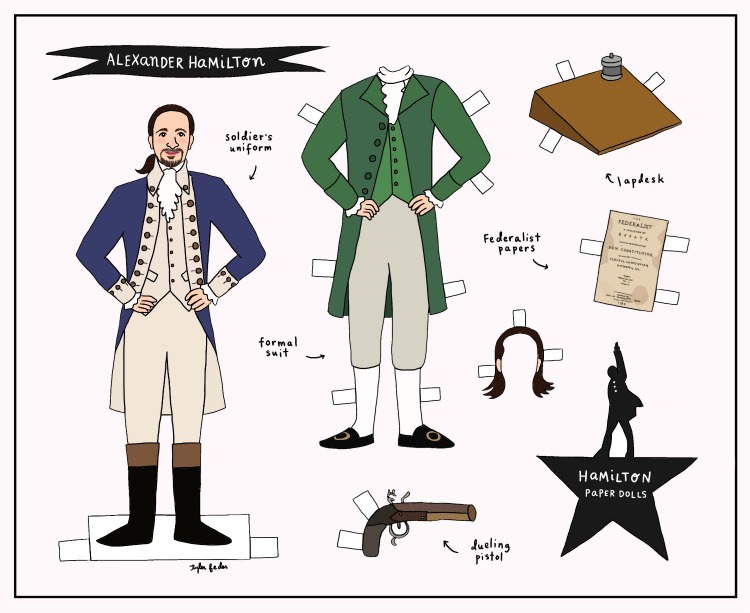 free printable paper dolls: alexander hamilton paper doll by tyler feder