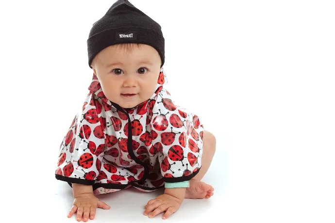 Satsuma Designs Baby Rain Poncho in ladybug print