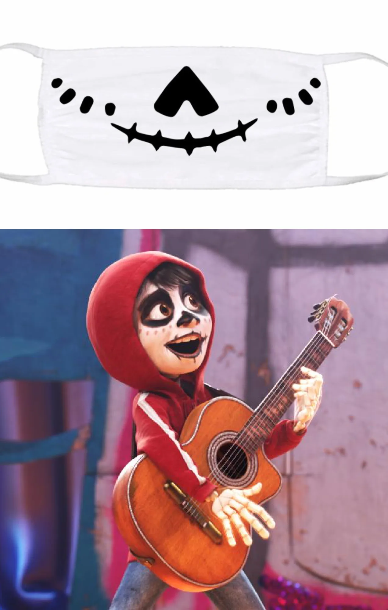 Halloween costumes using face masks: Coco is pretty simple to recreate