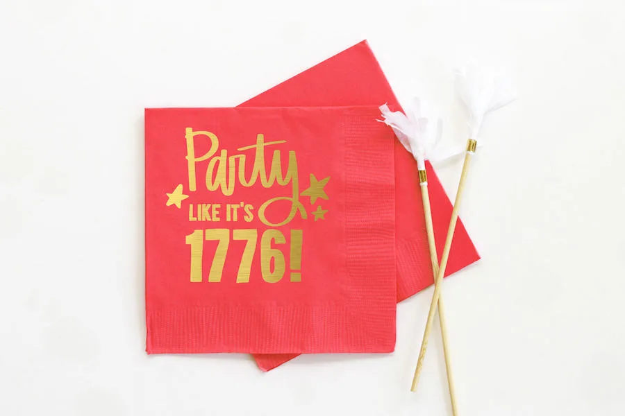 Fun July 4th party supplies: Party like it's 1776 napkins on Etsy