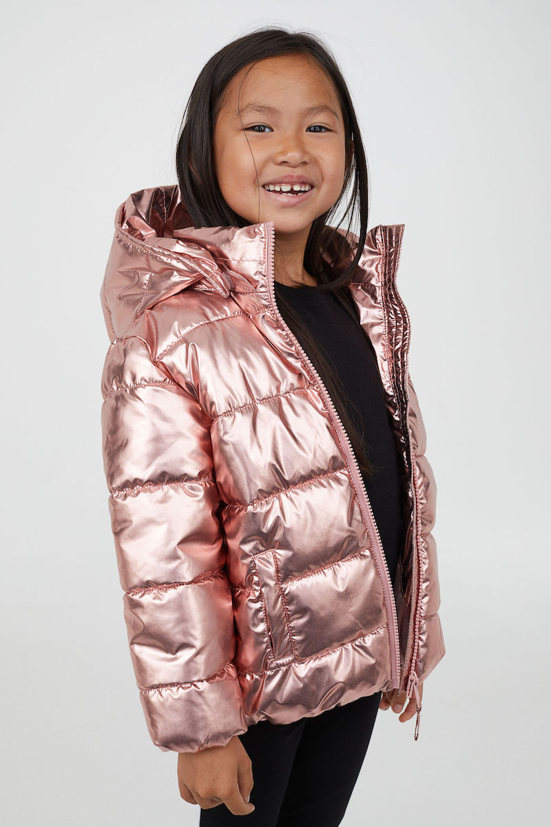 Stylish winter coats for girls: Rose Gold puffer at H&M