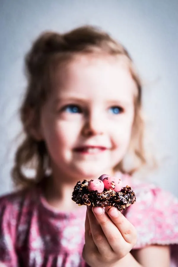 Make Easter special for kids with kid-made treats like bird's nest cookies from Savory Nothings