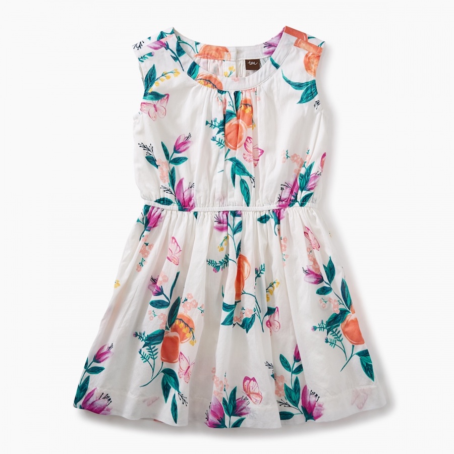 Versatile Spring dresses for kids: Peach floral dress at Tea Collection