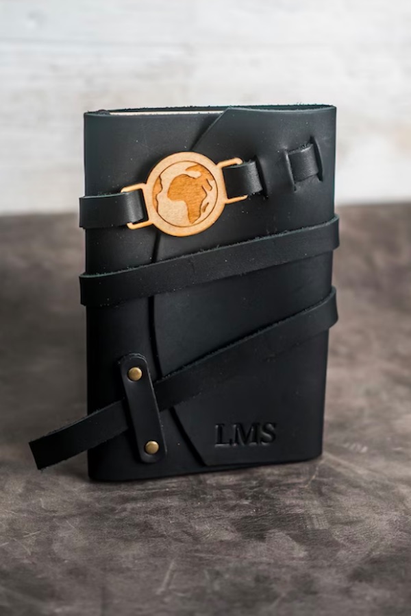 Great high school graduation gift ideas: Personalized leather adventure journal handmade by Ox and Pine.