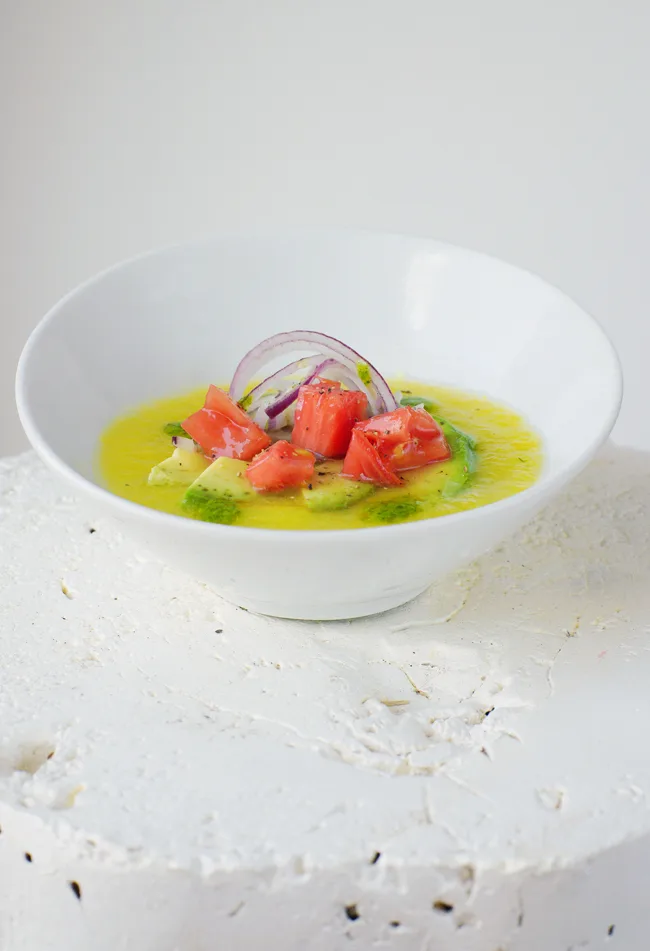 Yellow Tomato Gazpacho from joylicious