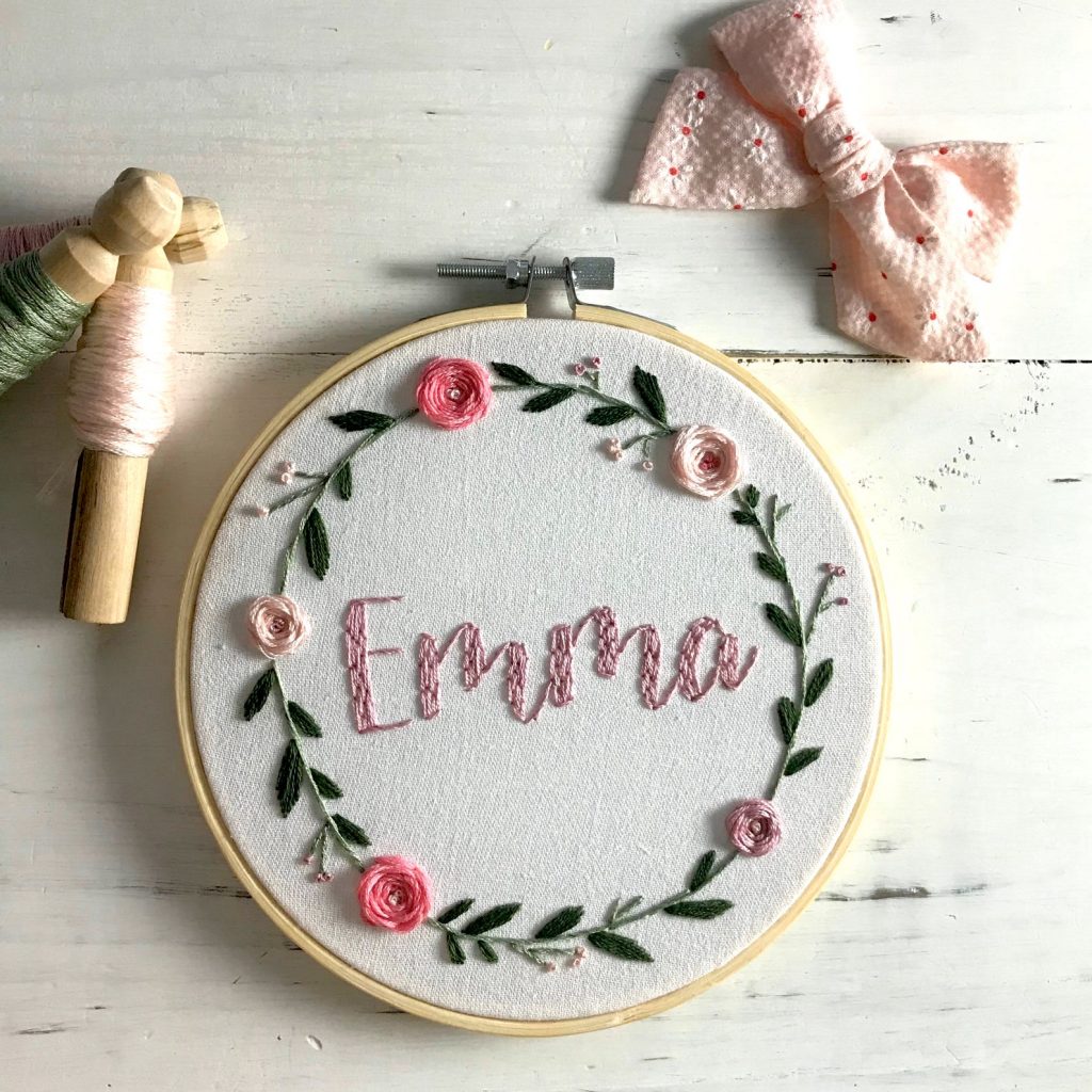Best baby shower gifts under $50: Personalized baby name embroidery hoop art | Cool Mom Picks Baby Shower Gift Guide