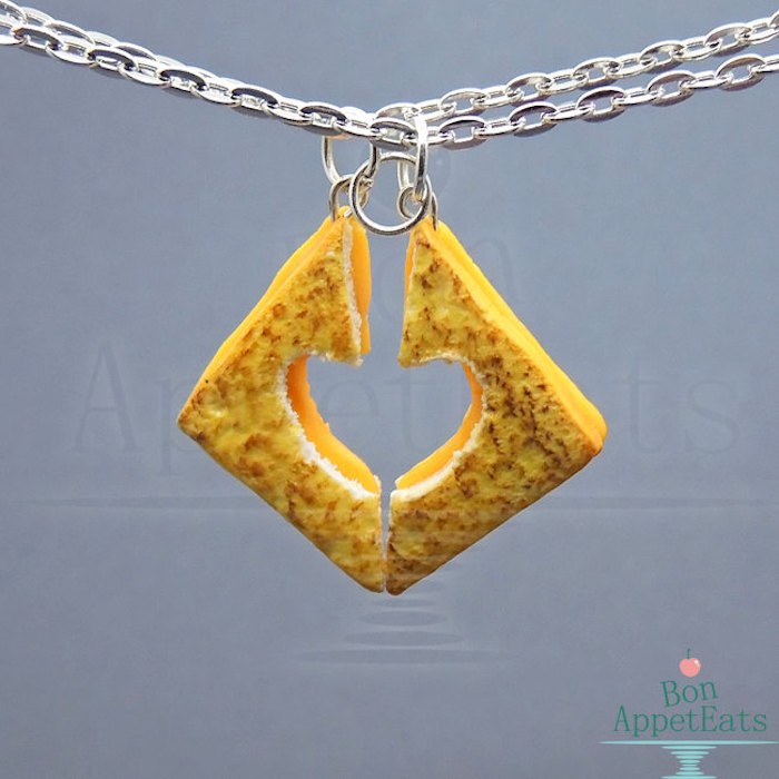 Cool best friend necklaces: Grilled Cheese Best Friends Necklace Set by Bon Appet Eats