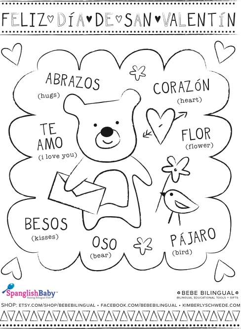 Bilingual printable Valentines in Spanish and English via Spanglish Baby