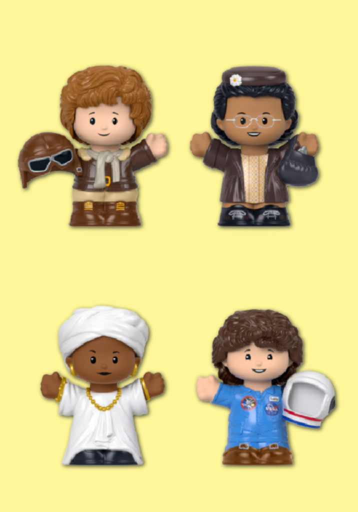 Inspiring Women set of Fisher Price Little People Figurines, featuring Amelia Earhart, Rosa Parks, Sally Ride and Dr Maya Angelou