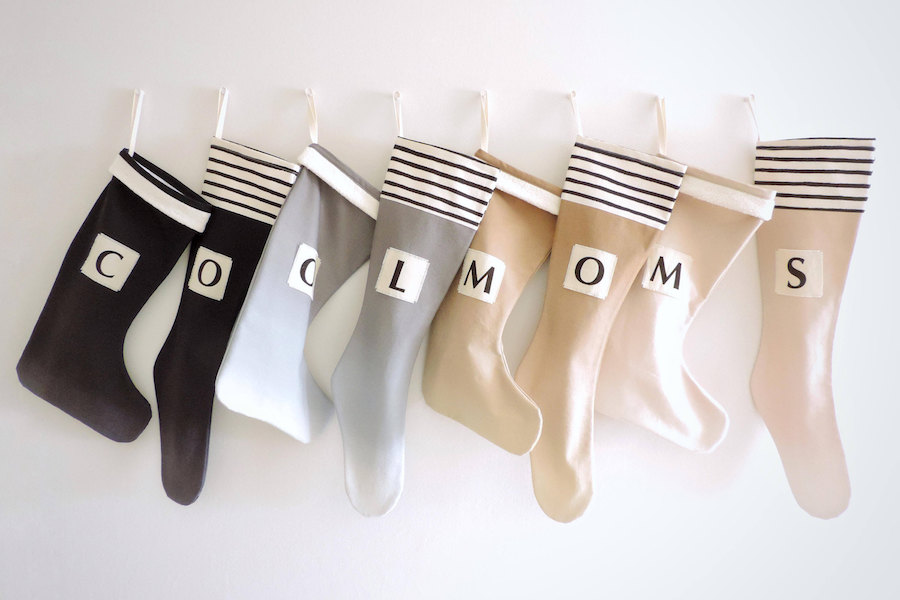 Cool modern ombre frost metallic Christmas stockings: Neutral Personalized Stockings on Etsy by Good Wishes Quilts