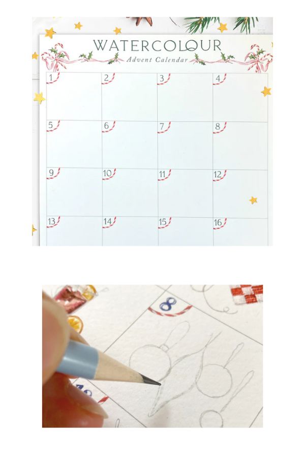 Learn to watercolor while completing your 2023 Advent Calendar for the holidays.