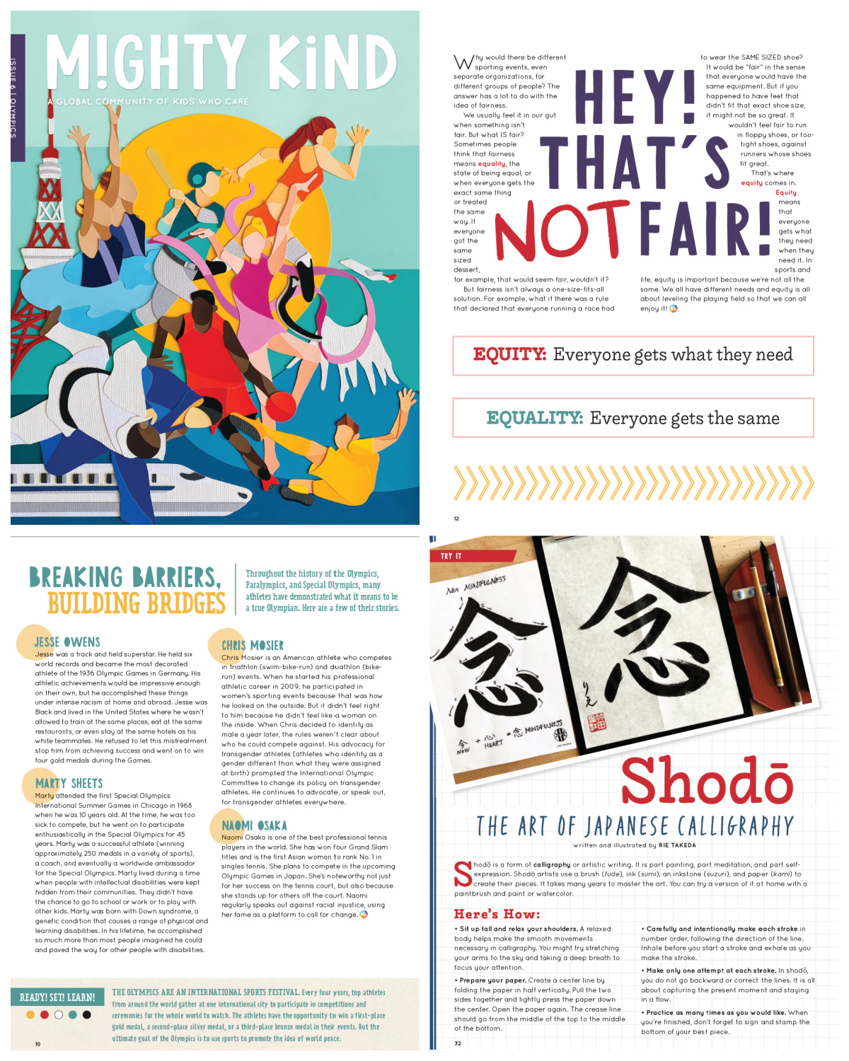 Anti-racism resources for kids: The Mighty Kind magazine Olympics issue, which teaches kids compassion and kindness through the Olympics.