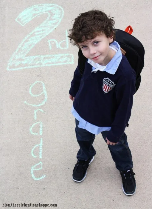 First day of school photos: Cement Chalkboard Drawings by The Celebration Shoppe