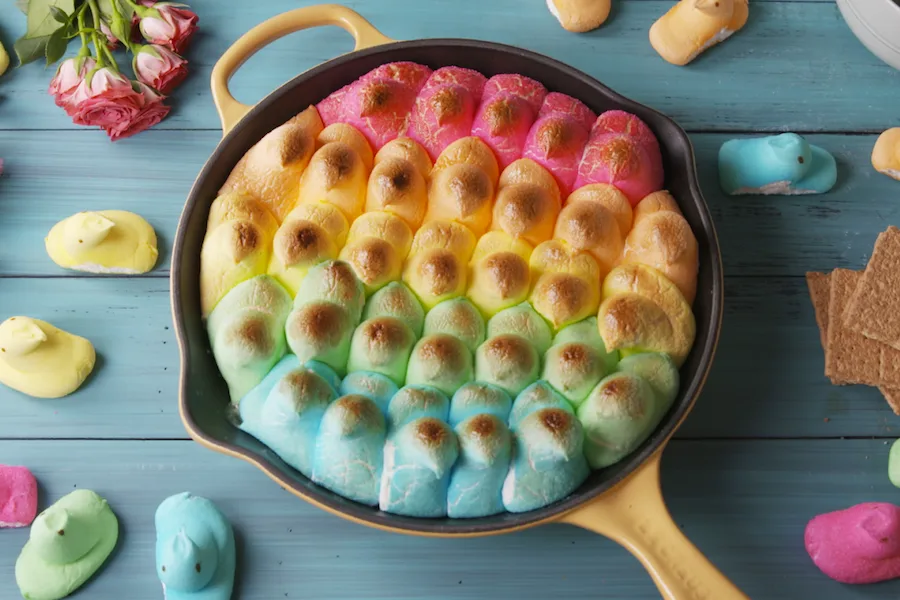Cute easter treats kids can make: Peeps skillet s'mores via delish
