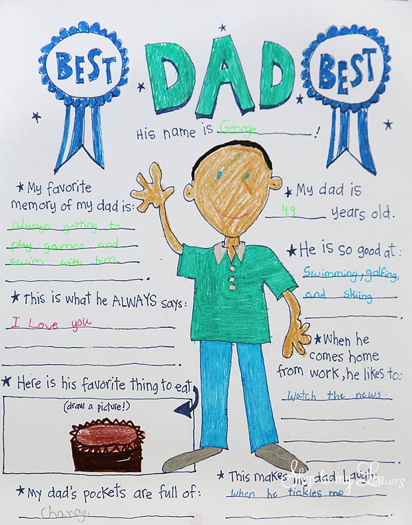 Homemade Father's Day cards from the kids: This Father's Day printable coloring page from Skip to My Lou makes things easy and fun