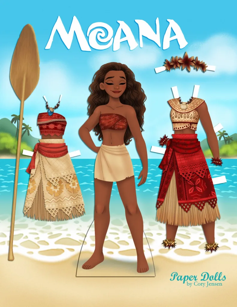 Free printable Moana paper dolls by Cory Jensen 