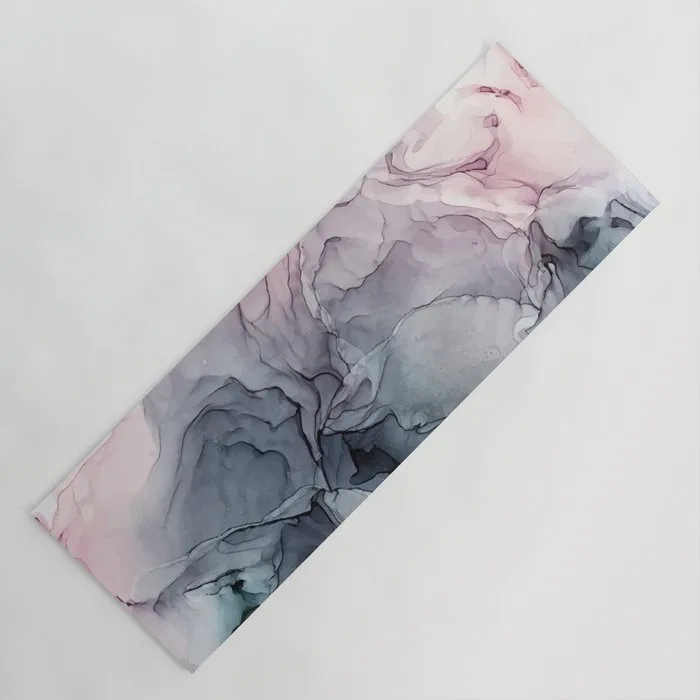 Fresh yoga mats: Blush and Payne's Grey Flowing Abstract Painting by Elizabeth Karlson