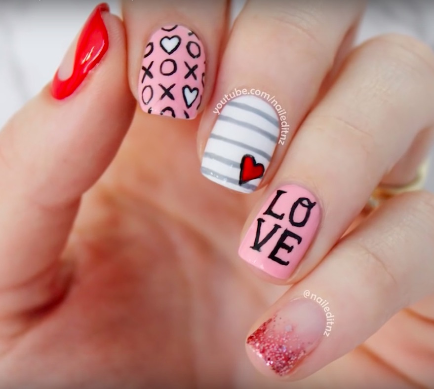 Fun Valentine's Day nails for kids: 5 different styles at Nailed It NZ | | #valentinesnails 
