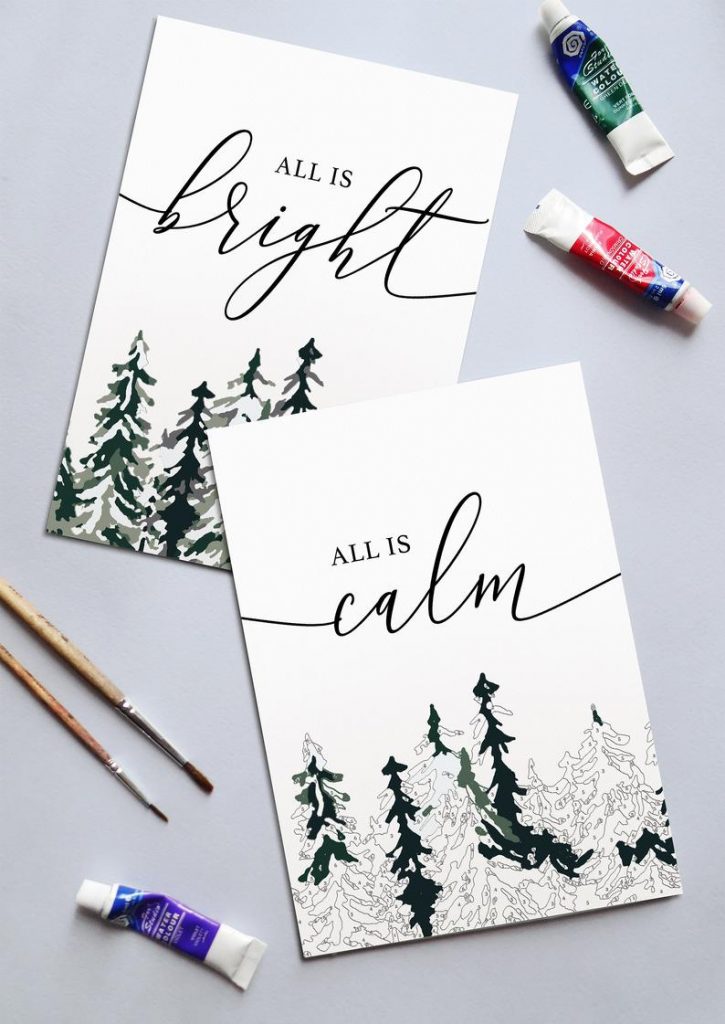 This Winter Woods Paint by Number kit is a nice holiday gift for someone who can't be with you | Cate Paper Co