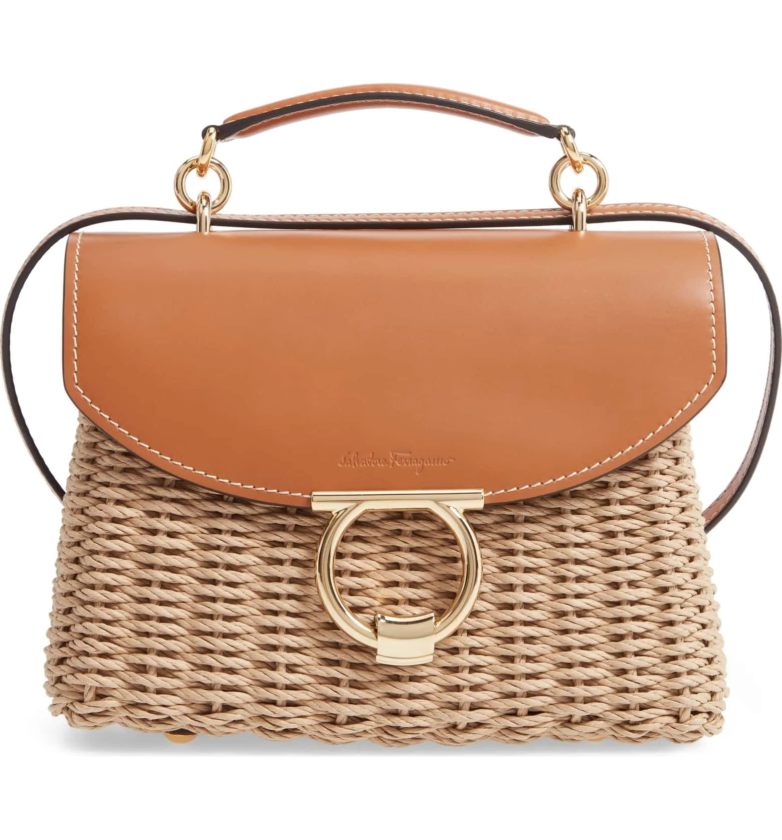 Spring 2019 handbag trend: Woven bags like this splurge Woven Straw Margot bag from Ferragamo