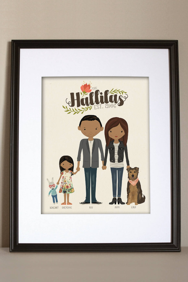 Modern custom family portraits from Ink Lane Designs