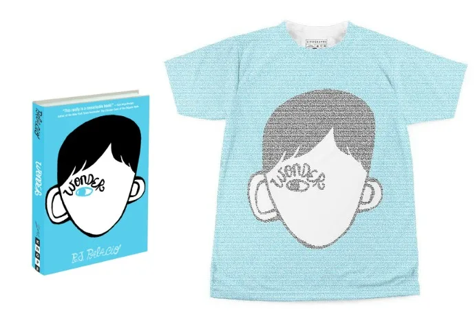 Wonder book tee at Litographs: Image is made up of the words from the actual novel if you look closely