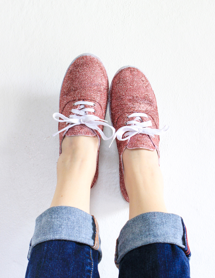 How to make your own glitter sneakers! DIY sneaker makeover tutorial from The Crafted Life How to make your own glitter sneakers! DIY sneaker makeover tutorial from The Crafted Life