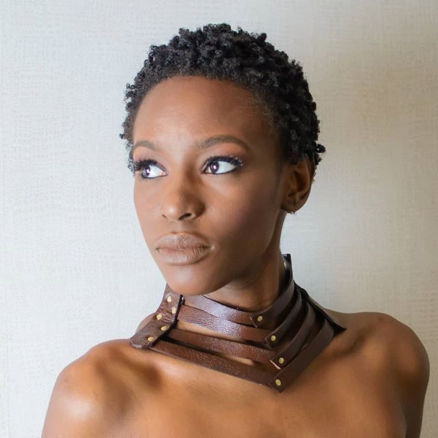 Amber Poitier Seneca leather choker