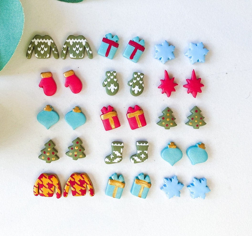 Gifts under $10: Holiday stud earrings homemade by Farah Brigante of Naaz Designs