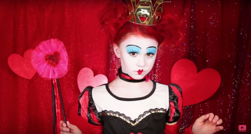 Queen of Hearts from Tim Burton's Alice in Wonderland face paint video tutorial by The Daya Daily