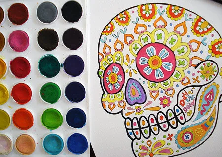 Sugar skull coloring pages by Thaneeya